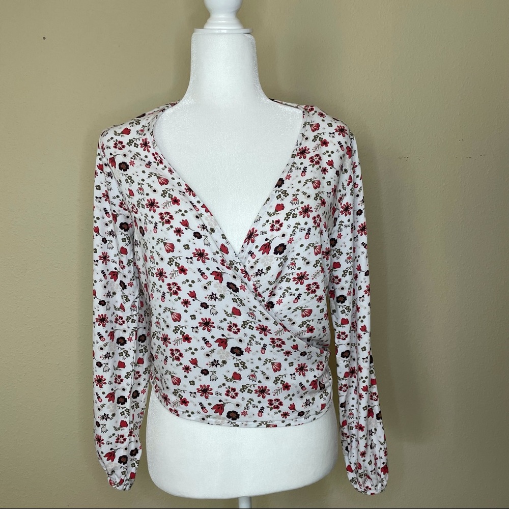 Junkfood Wrap Tie Floral Top